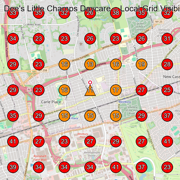 Dee's Little Champs Daycare GeoGrid visibility map for Day Care Center in Westbury